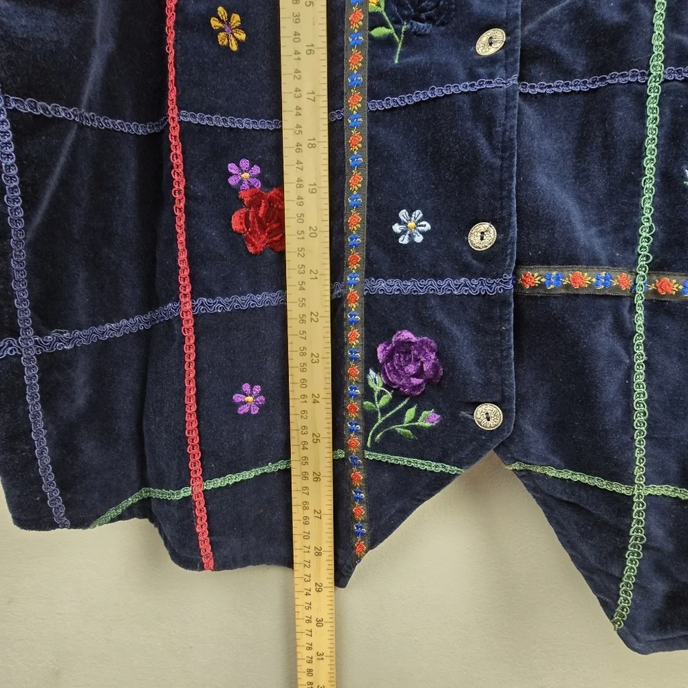 STUDIO COLLECTION‎ Vintage Velvet Embroidered Vest Floral Navy Womens Sz 20W